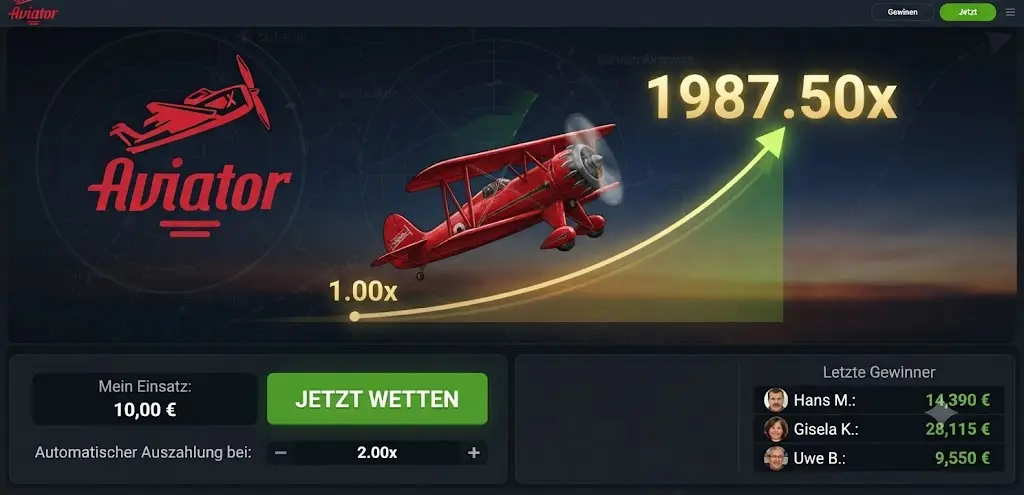 Aviator Crash Spiel Interface
